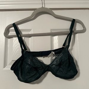Madewell Dark Green Lace Bralette Large